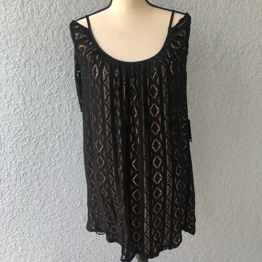 Express Black Lace Dress with Tan Lining